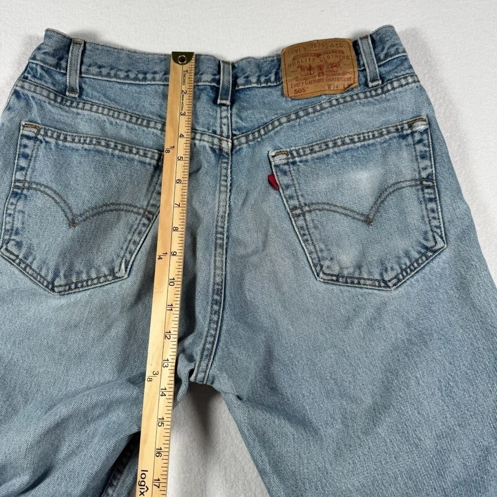 Levis Jeans Mens 34x32 Blue 505 Straight Leg High Rise Light Wash